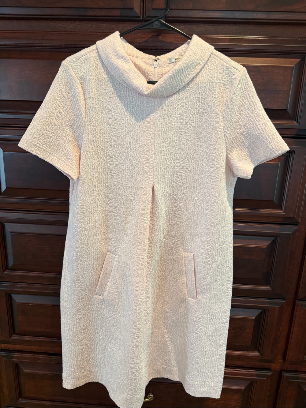 Tyler Boe Blush Textured Shift Dress with Cowl Neck